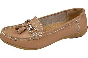 JO & JOE Femme Cuir Plat Mocassin Femmes Décontracté Confortable Cuissard Talon Bas Compensé Chaussures Travail