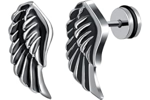 Yumilok Boucles d'oreilles Ailes d'ange Créatives en Acier Inoxydable pour Femmes Hommes Clous d'oreilles Ailes Vintage Bijoux Fantaisie à la Mode