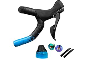 GORIX Bar Tape Handlebar Grip Wrap+2 Fixed Bar Plug 2 Color Road MTB Bicycle Cycling(GX-097BD) (Blue)