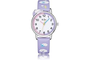 KDM Kids Girls Boys Watch Analogue Watch Quartz Time Teacher Watches for Girls Ages 3-12 Leather Waterproof Watch