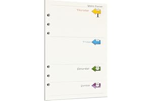 Zelten Carta perforata multicolore, 45 fogli, 90 pagine, per rilegatura a 6 fori, quaderno ricaricabile (A5, Arrow Weekly Planner)