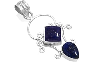 Jeweloporium 925 Sterling Argent Fait Main Pendentif for Femmes Deux Gemme Costume Argent Bijoux for Gift (99507_P)