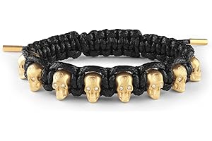 Philipp Plein Męska bransoletka tekstylna stal szlachetna 3D czaszka