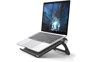 Barrageon Supporto per Laptop Tavoletta Pieghevole Portatile Computer Titolare Angolo Ventilato Desktop Raffreddamento ABS Ergonomico Altezza Tutti i laptop 10-17.3 in (Nero)