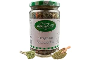VALLE DEL CRATI ECCELLENZE GASTRONOMICHE DAL 1998 Valle del Crati Origano Sbriciolato Italiano 40g | Origano Calabrese Profumo e Gusto Intenso | Spezia per Sughi Pizza Insalata Carne Pesce Bruschette | Vasetto da 40 grammi