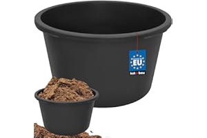 KOTARBAU® Cubo Redondo para mortero, 65 L, Negro, Plástico Resistente, Depósito, Barreño, Tanque, Contenedor de Agua para riego, Cubo de construcción para Mezclar Cemento, Recipiente Universal