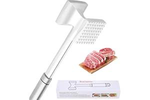 Bixury Attendrisseur de Viande en INOX Marteau à Viande de Cuisine Marteau à Steak 27 cm Argenté Marteau à Double Face de Cuisine Ecraseur de Viande Ecraseur de Viande pour Steak Poulet Porc