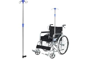 yclty Portable IV Drip Stand, Universal Wheelchair Accessory Telescoping Drip Stand with 4 Hooks - for Nursing Bed, Wheelchair, Ambulance