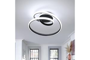 Comely Lampa sufitowa LED, 36 W, nowoczesna, 6500 K, zimna biel, kreatywny kształt spiralny, lampa sufitowa czarna, do salonu, sypialni, korytarza, kuchni, na balkon