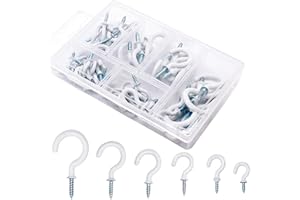 BSYFOP 70 Pcs Screw in Hooks, White Ceiling Hooks Suitable for Hanging Plants, Cups, Utensils, Lights and Stuff - Great for Indoor & Outdoor Use