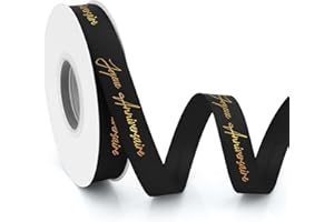 FLEXITONIC Ruban Noir Ruban Satin 15mm 23m Ruban Cadeau Emballage Ruban Tissu Rubans Pour Anniversaire Joyeux Anniversaire Decoration Gateau Ruban Couture Ruban Soie Ruban Decoratif Decoration Anniversaire