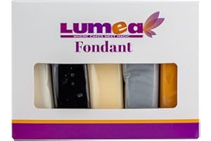 Dekozauber24 Fondant Multipack, 5 Farben, 100g Rollfondant pro Farbe, zum Dekorieren von Kuchen und Torten in weiß, schwarz, creme, silber und gelbgold (Basics)