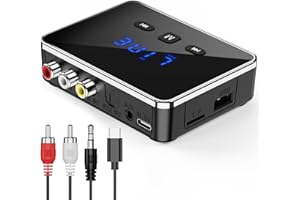 OQIMAX Bluetooth 5.4 Sender Empfänger, 3-in-1 Bluetooth Adapter mit AUX/RCA/Optisch, Low Latency Audio Transmitter Receiver für TV, Stereoanlage, Unterstützt TF-Karte USB, AUX Blue-Tooth Adapter