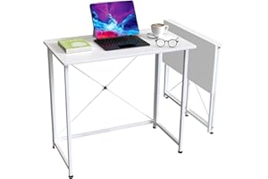 RCYNVIEW Scrivania Computer Pieghevole, Tavolo Pieghevole da Esterno ed Interni, 80x45,5x74cm Tavolino Pieghevole Piccolo, Tavoli Campeggio Pieghevoli, Scrivanie, Scrittoio Bianca per Ufficio Lavoro Studio