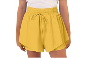 duxyoz Flowy Athletic Shorts for Girls Butterfly Shorts for Kids Teens Preppy Tennis Running Athletic Short with Liner 2-in-1 Double Layer Quick-Drying Comfy Short Pants Summer Clothes 6-15 Years