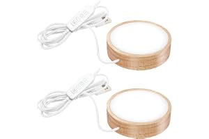 HOSPAOP LED-trästativ, set om 2, 3 färger, dimbar ljusbas, lysande dekorativ LED-bas för kristallglas, 3D-foto, glas, 10 cm