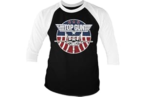 DIFUZED Top Gun Officially Licensed Tomcat Baseball 3/4 Sleeve T-Shirt