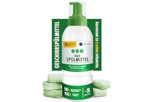 ‎FIXEDNOW FixedNow Eko Płyn do Mycia Naczyń 500 ml z 5 tabletkami uzupełniającymi (odpowiednik 6 x 500 ml), pianka do mycia naczyń, Ekologiczny płyn do ręcznego mycia naczyń, butelka 500 ml z 5 wkładami