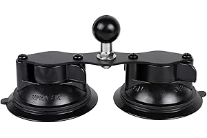 Leenconghui Double Suction Cup Car Base Mount with 1" Ball, Window Suction Cup Holder, Compatible with RAM Mounts B Size 1 Inch Ball Double Socket Arm