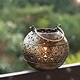 SADHUBELA Handi-Inspired Ball-Shaped T-Light Candle Lantern – Antique Golden Elegance- A Touch of Tradition & Warm Glow- Perforated Artwork
