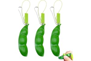 SSHUIKKAI 3 Stück ADHD Fidget Toys, Fidget Schlüsselanhänger, Erbse, Stress Toys, Quetschbohnen Schlüsselanhänger, Für Schlüssel Anti-Stress Entlastende(Grün)