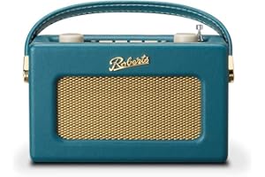 Roberts Radio Revival Uno BT - Radio Portable compacte avec Dab-FM, Bluetooth, Design Vintage, Streaming, entrée auxiliaire, Sortie Casque, alarmes, Garantie 2 Ans - Bleu Sarcelle