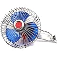 Erh India 12 Volts DC Oscillating Portable Fan Directly Run Through Solar Panel or Any 12 Volts Battery Car Interior Fan, Blue 1 Piece