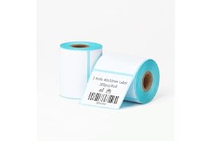 CLABEL 2 Rouleaux Blanc 40x30mm Bande d'étiquettes pour 221B 220B 230B 320B Imprimante Etiquette Autocollantes Thermique Personnalisées stickers pour Maison Bureau école, 200pcs/Rouleau(1,57"x1,18")