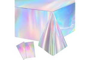 ChAusa 2 Pezzi Tovaglie Plastica Iridescente 137x274cm Tovaglia a Colori Olografica,Tovaglia Rettangolare Impermeabile, Laser Feste Tovaglia per Festa di Compleanno Decorazione di Nozze