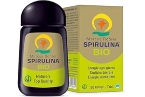 MARCUS ROHRER Spirulina Integratore Alimentare completo Adatto ai Vegani, Bottiglia Ricaricabile in Vetro viola Miron (180 compresse)