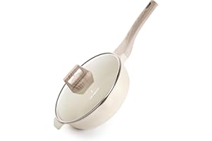 JUST PERFECTO HOUSEHOLD APPLIANCES JUST PERFECTO Poele Anti Adhesive avec couvercle - Poele Induction 24 cm - Poêle à Frire en Granit Antiadhésive - Poele Sans PFOA et sans PTFE -Sauteuse Induction avec Poignées Soft Touch