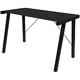 Marca Amazon - Tyson Escritorio, tablero de cristal negro y base negra de metal, P 65 x W 125 x H 77. 5cm