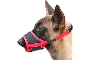 HEELE Kaganiec Psa Kaganiec dla Psa Oddychająca Siatka i Wytrzymały Nylonowy Usta Psa Regulowaną i Miękką Podkładką, Szkolenie Kaganiec dla Psów Zapobiegających Gryzieniu Szczekania, Czerwony, L