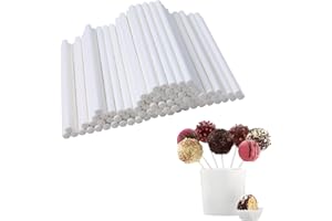 FuzlPnag 100 Pièces Batonnet Pop Cake,10 cm Cake Bâtonnets, des Desserts, Blanc, Lollipop,Bâtonnets de Sucettes de Qualité Alimentaire, pour Faire des Sucettes, Cupcake, Bonbons, Chocolat