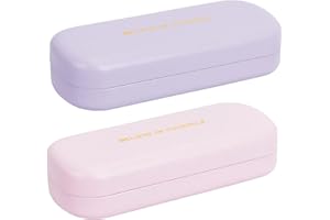 Arqumi Glasses Case, 2 Pack Hard Shell Sunglasses Case PU Leather Portable Eyeglass Case Box for Men Women Student