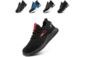 Loiston Chaussures de sécurité Hommes Chaussures de Travail Femmes Embout en Acier Antidérapante Baskets de Secruite Respirantes Légère EU 36-48