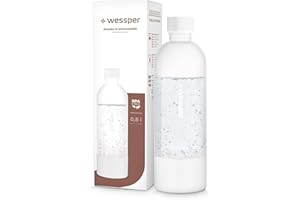 Wessper Sparkling Water Maker, Sparkling Water Machine, Set of 800ml Sparkling Water PET Bottles BPA-free & 60 litre CO2 Cylinder | Sparkling Water Maker Water Carbonator Pro | White