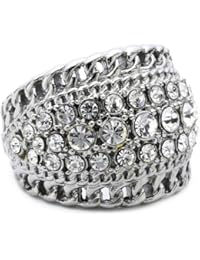 Dyrberg/Kern - Anillo de latón con cristal, talla 14 (17,2 mm)