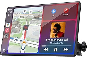 LAMTTO Wireless Carplay Display Für A-ppIe CarPlay und Android Auto 9 Zoll Touchscreen Display Bildschirm Tragbares Autoradios Car Play Display mit Navigation Bluetooth Mirror Link Siri &G00gle FM AUX