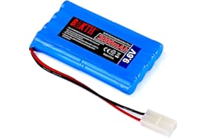 BAKTH 9.6V 2000mAh NiMH Pack de Course de Batterie RC pour Les Voitures modèles, Avions, Robot (Jouet), Pack de Batterie Haute Performance RC + Coaster comme Un Cadeau