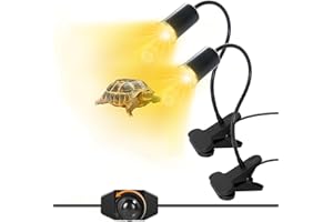 WPQIUZS 2 Stück Schildkröte Wärmelampe Reptilien Terrarium Lampe mit 240CM Kabel UV Wärmespotlampe mit Clip für Aquarium Reptilien E27 Reptilien Heizlampe Aquarium Tiere Schlange Chamäleon(Keine Glühbirne)