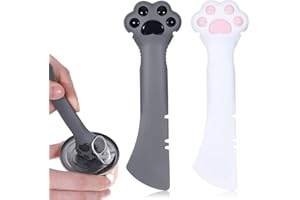 LARREL 2PCS Cat Food Spoon, Reusable Cat Paw Pet Foods Can Opener with Spoon, Silicone Pet Foods Spatulas for Cats and Dogs, Cute Pet-Can Opener Spatula Scoop for Wet or Dry Food (White, Gray)