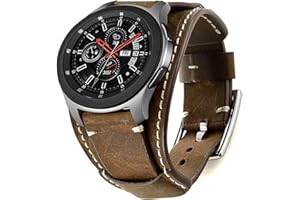 Leotop Pasek kompatybilny z Samsung Galaxy Watch 42 mm / Active 40 mm / Active 2 40 mm 44 mm / Gear S2 Classic / Gear Sport, 20 mm, prawdziwa skóra, pasek do zegarka, dla mężczyzn i kobiet