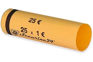 Securina24 Tubi Portamonete da 1 Centesimo Fino a 2 Euro o 119 Pezzi Misti, Involucri per Monete (Tubi Portamonete 1 Euro)