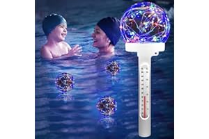 ATMWM Solar Pool Thermometer Schwimmend, Solar Thermometer Pool Schwimmend mit Warmem Kugellicht, Pool Solar Thermometer Aussen, Thermometer für Schwimmbäder, Teiche, Eisbad und Sprudelbad