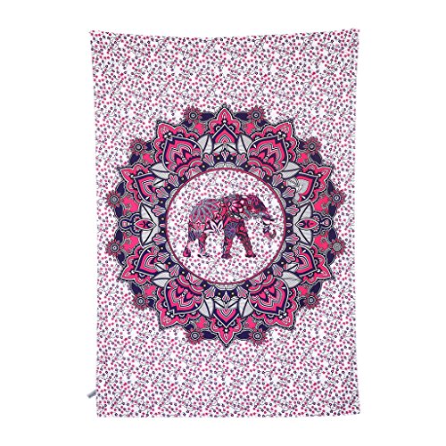 Finether indischer Wandteppich Wandbehang Mandala Elefant Tuch Wandtuch Gobelin Tapestry Goa Indien Hippie-/ Boho Stil als Dekotuch /Tagesdecke indisch orientalisch psychedelic bunt 215 x 150 cm FT-194