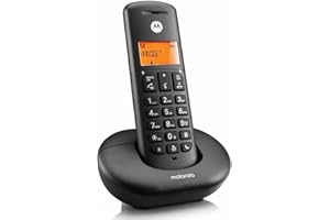 Motorola E201 Cordless Landline House Phone, Home Phone, Nuisance Call Blocking, Do Not Disturb Button, Amber Backlit Display,Single Handset Pack