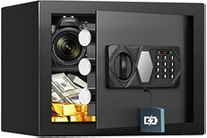 JVTISF 22L Safe Tresor Digitaler MöBeltresor mit NotschlüSsel Batteriekasten, Digital Wandtresor für, Geschäft, Büro, Hotel, Geld, Dokumente, Schmuck