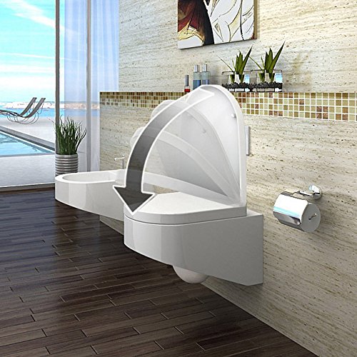 LUX de Aqua 2045 de N 2149-N - Inodoro suspendido con revestimiento de Nano, color blanco