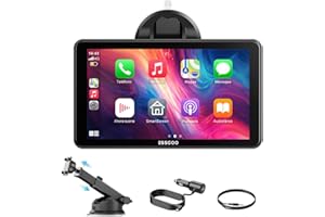 ESSGOO A-pple CarPlay & Android Auto,Pantalla CarPlay IPS de 7 Pulgadas,con función Super Link,Compatible con Sistema Manos Libres Bluetooth,Siri/G-oogle Assistant y Puerto de Carga USB